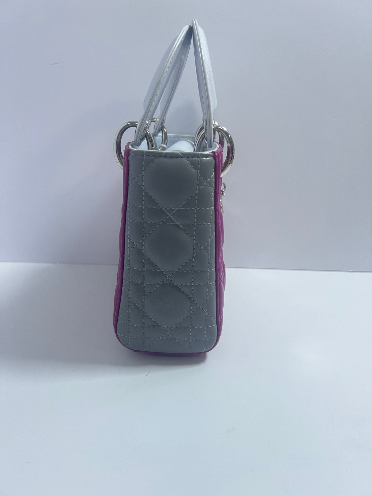 Christian Dior Mini Lady Dior Two-Tone Purple & Gray Quilted Leather Bag