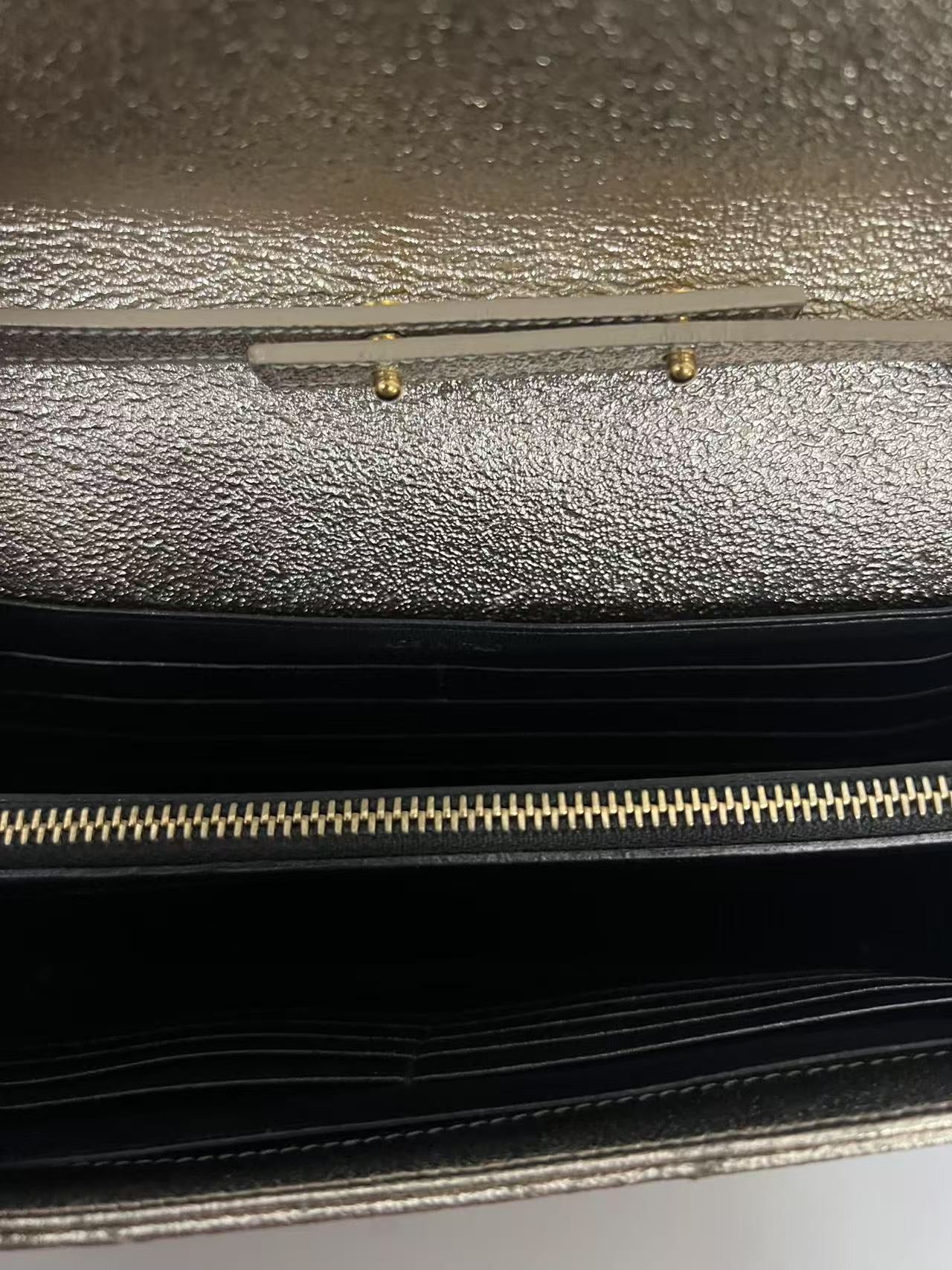 Saint Laurent (YSL) Metallic Gold Chevron Quilted WOC