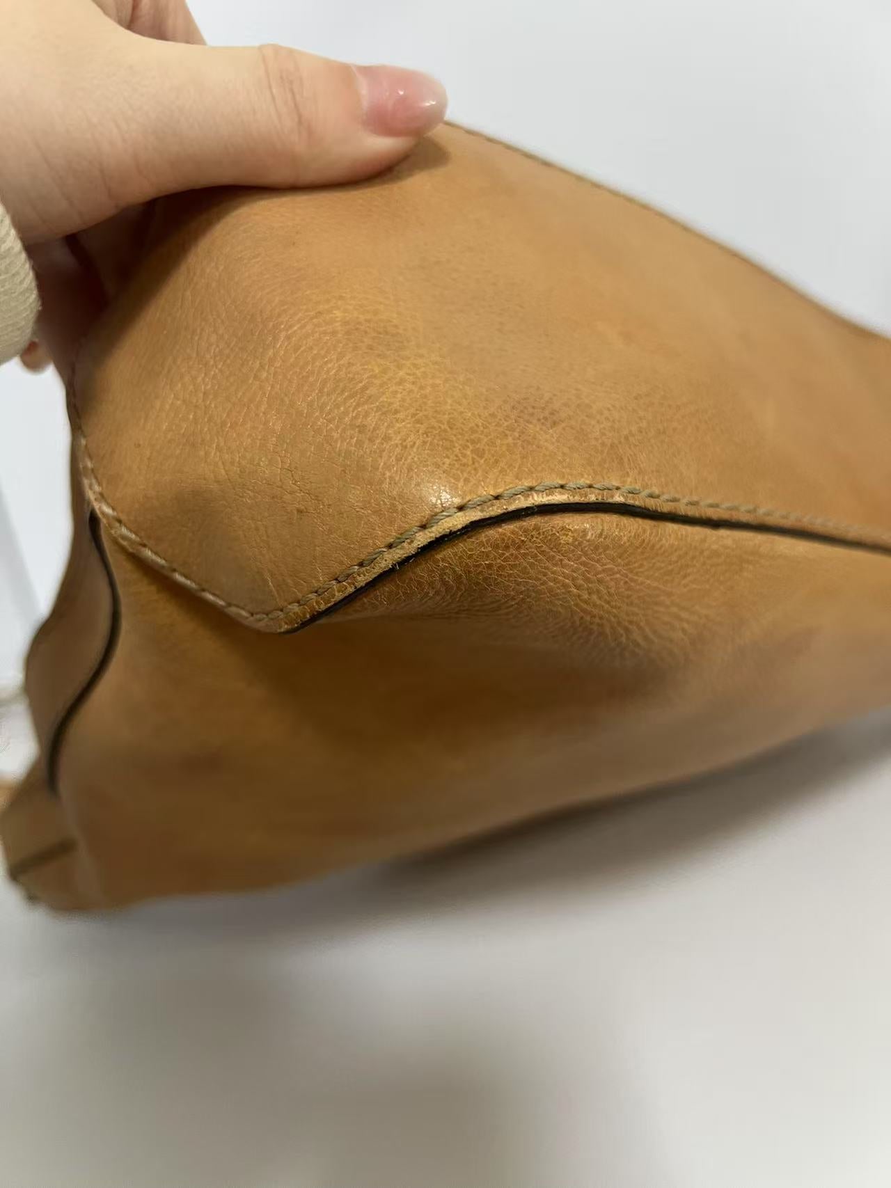 Gucci Tan Leather Braided Strap Hobo Bag