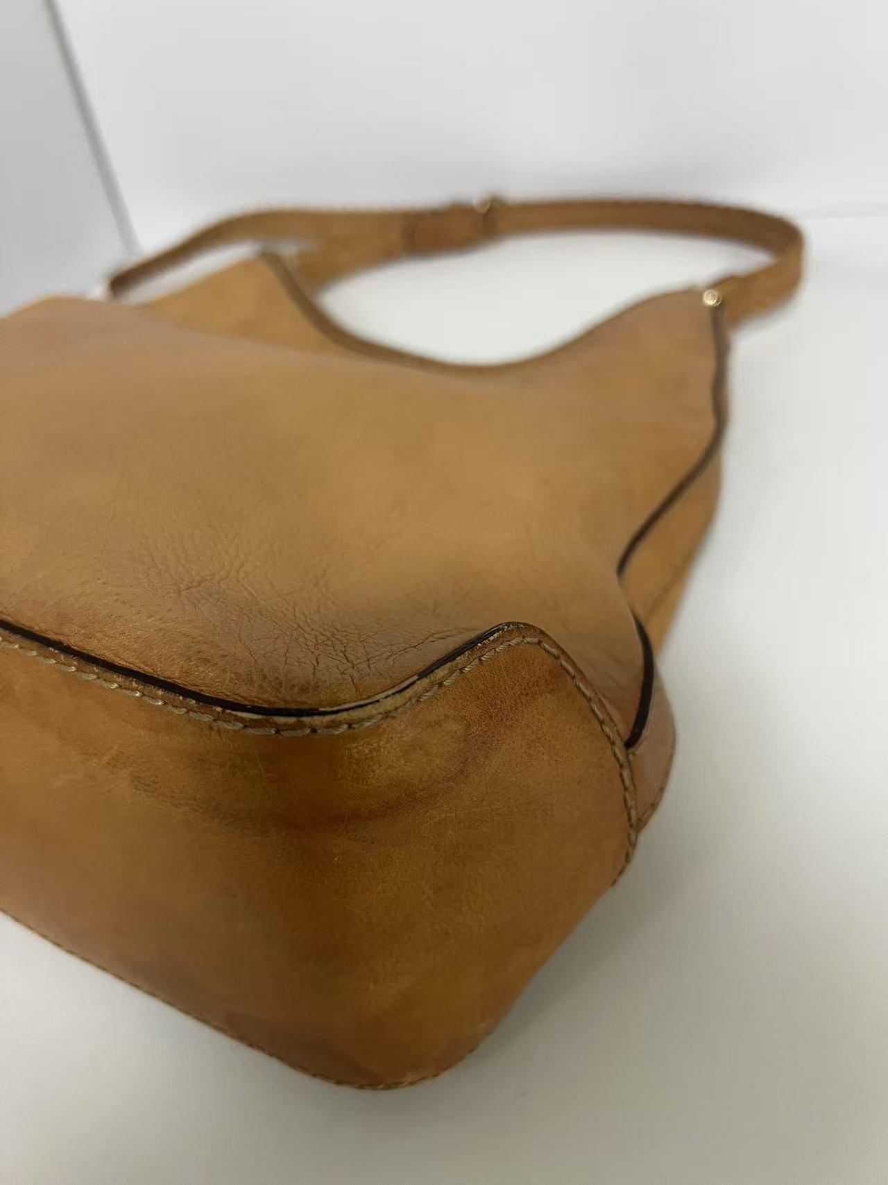 Gucci Tan Leather Braided Strap Hobo Bag