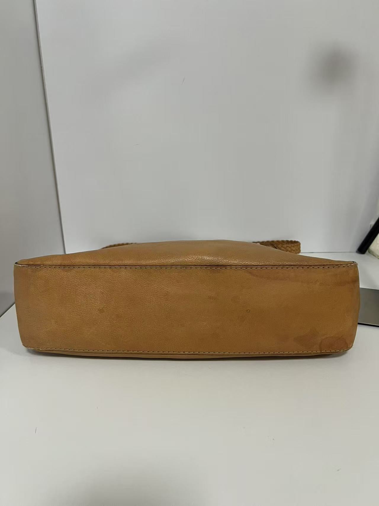 Gucci Tan Leather Braided Strap Hobo Bag