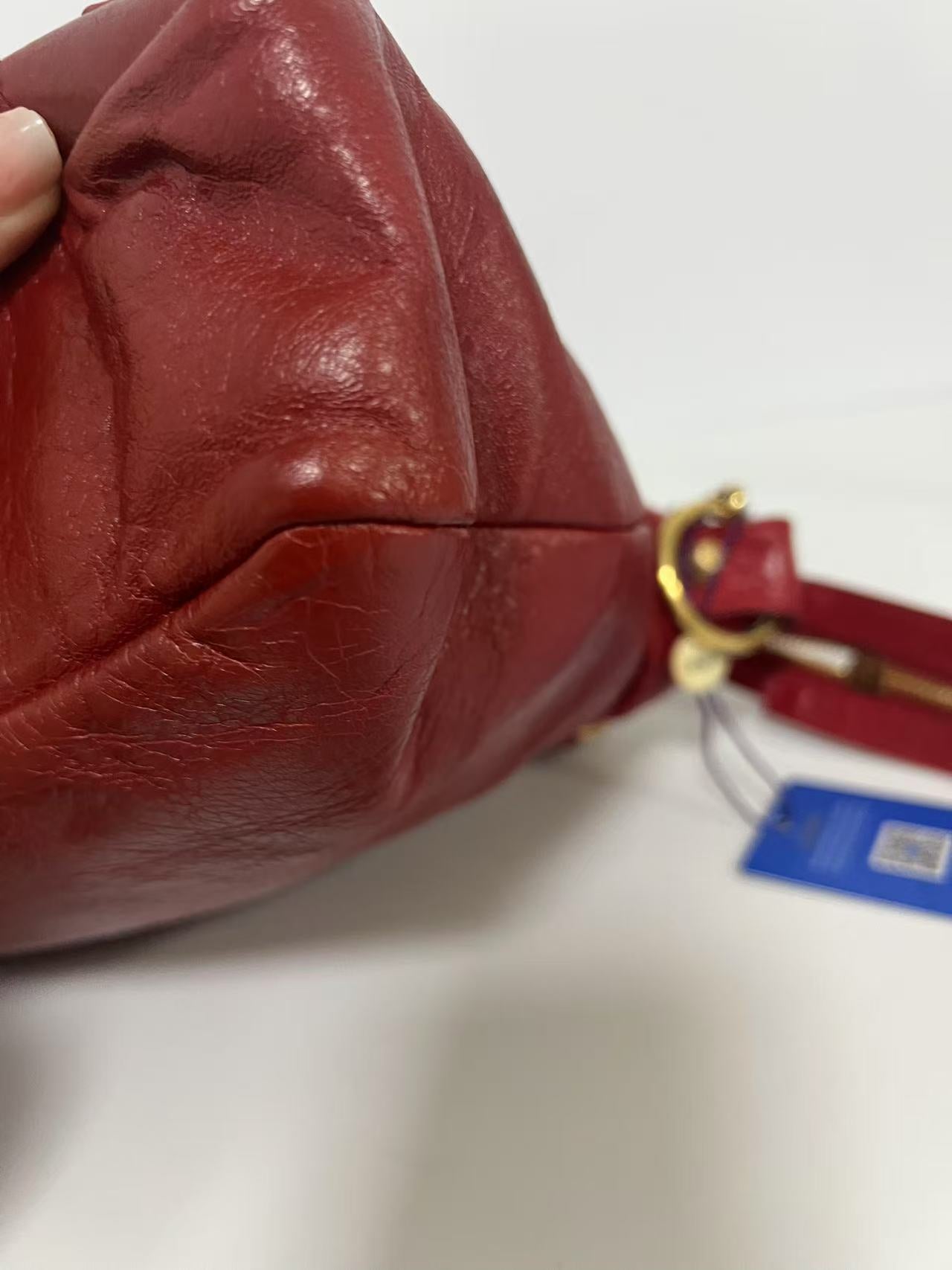 Balenciaga Red Leather Studded Motorcycle Bag