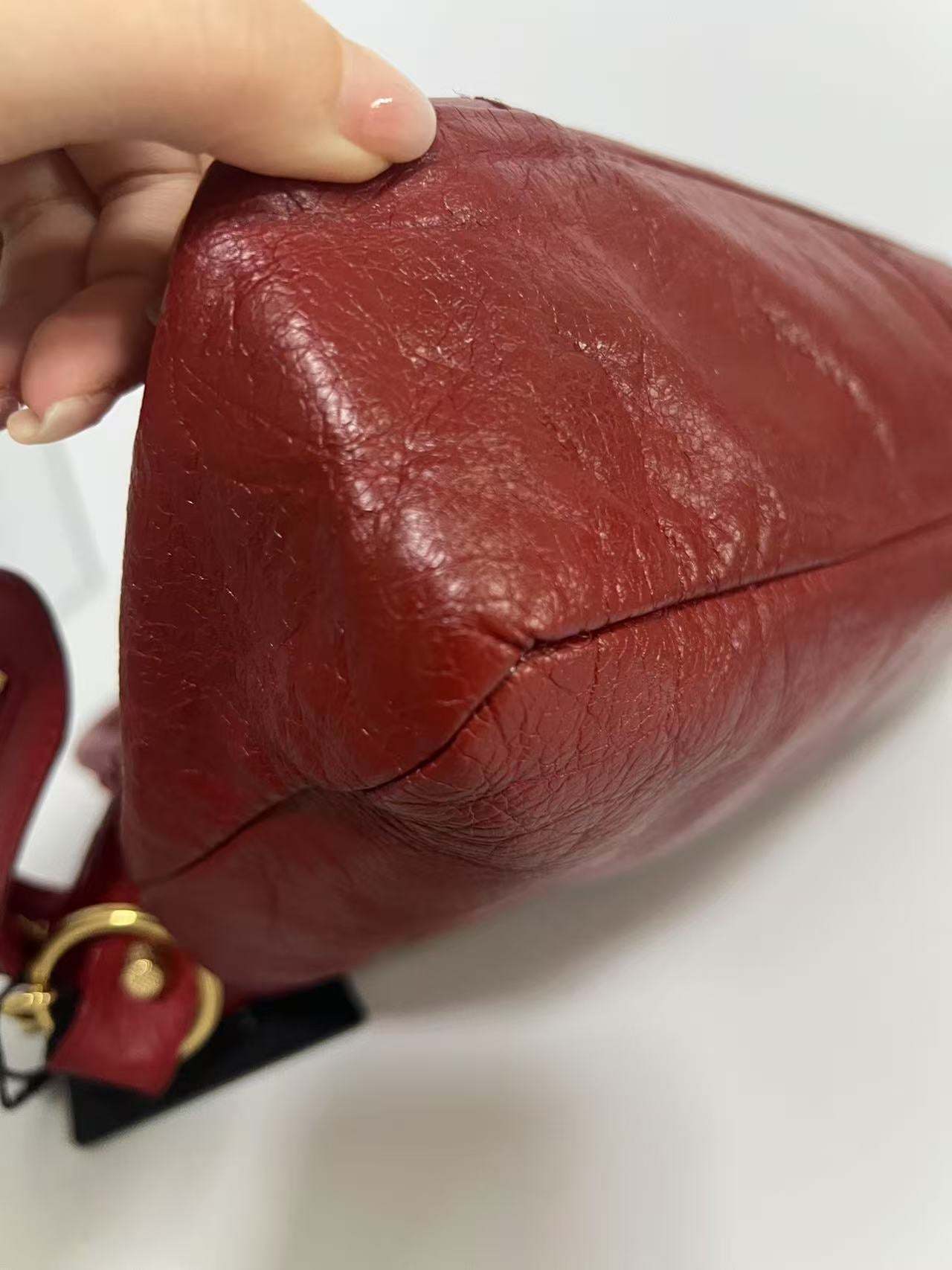 Balenciaga Red Leather Studded Motorcycle Bag