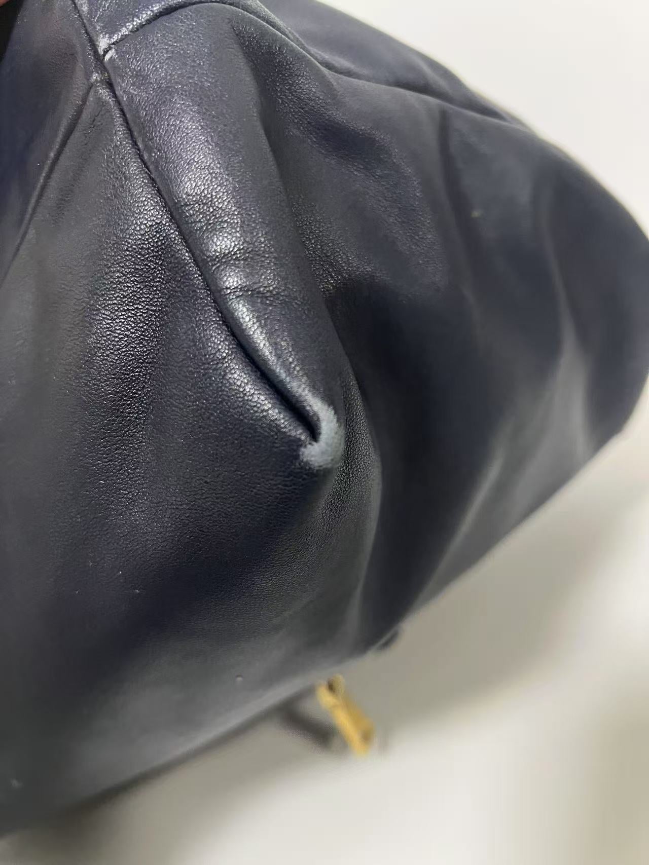 Prada Navy Blue Soft Leather Large Tote Bag