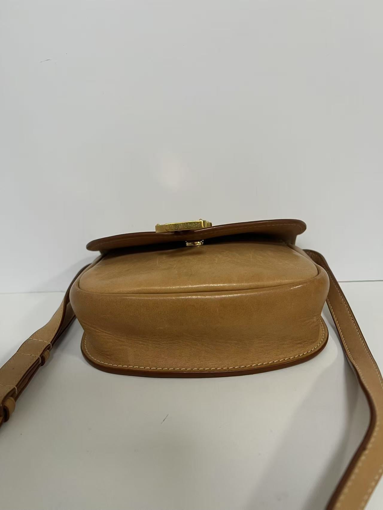 Saint Laurent (YSL) Kaia Small Tan Leather Saddle Crossbody Bag