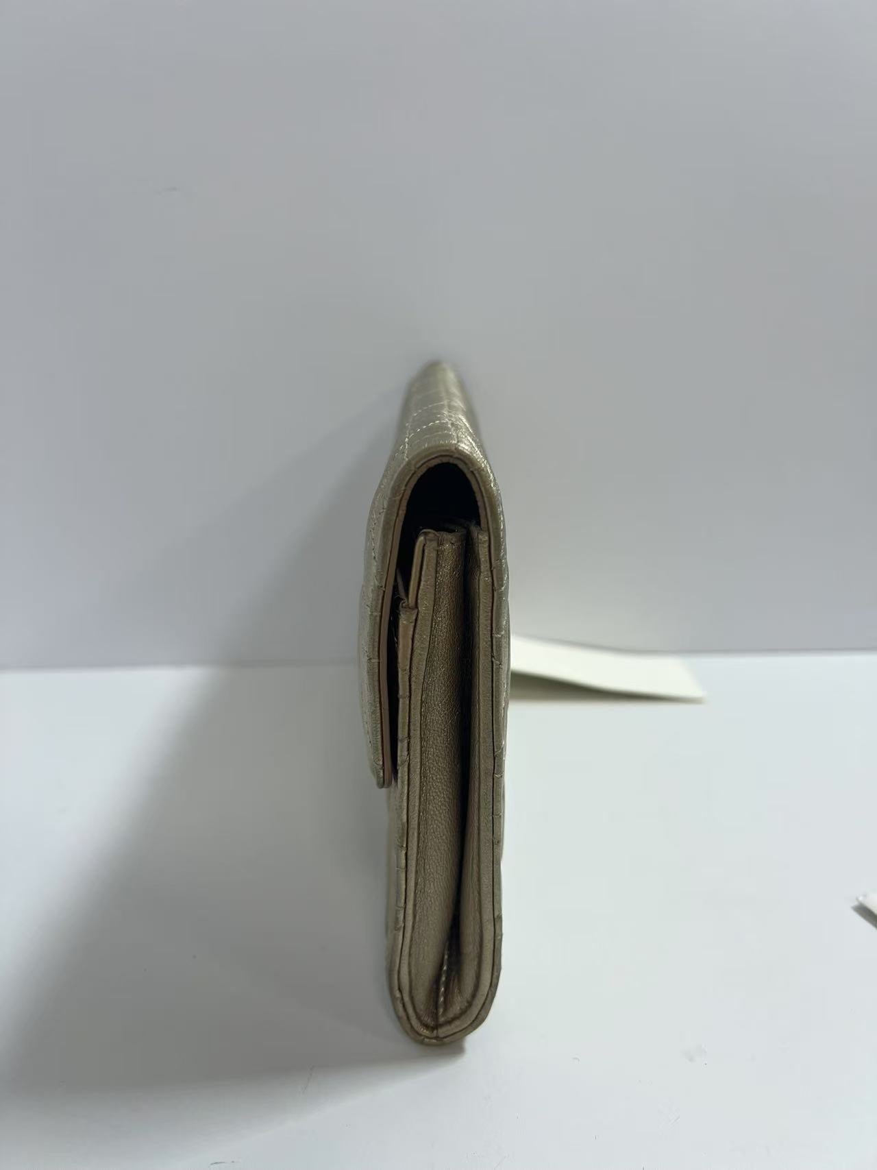 Christian Dior Diorama Metallic Gold Leather Wallet on Chain (WOC)