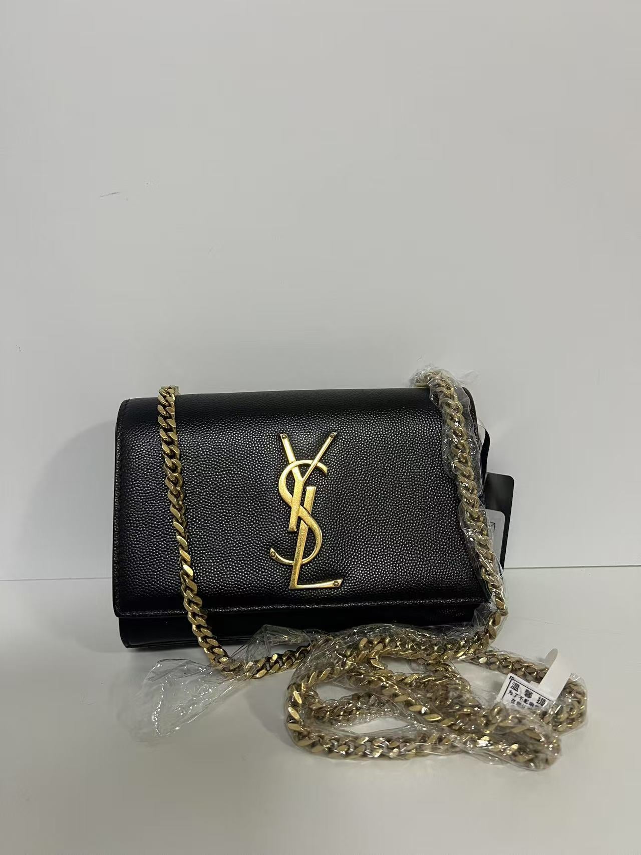 Saint Laurent (YSL) Kate Small Black Grain de Poudre Leather Chain Bag