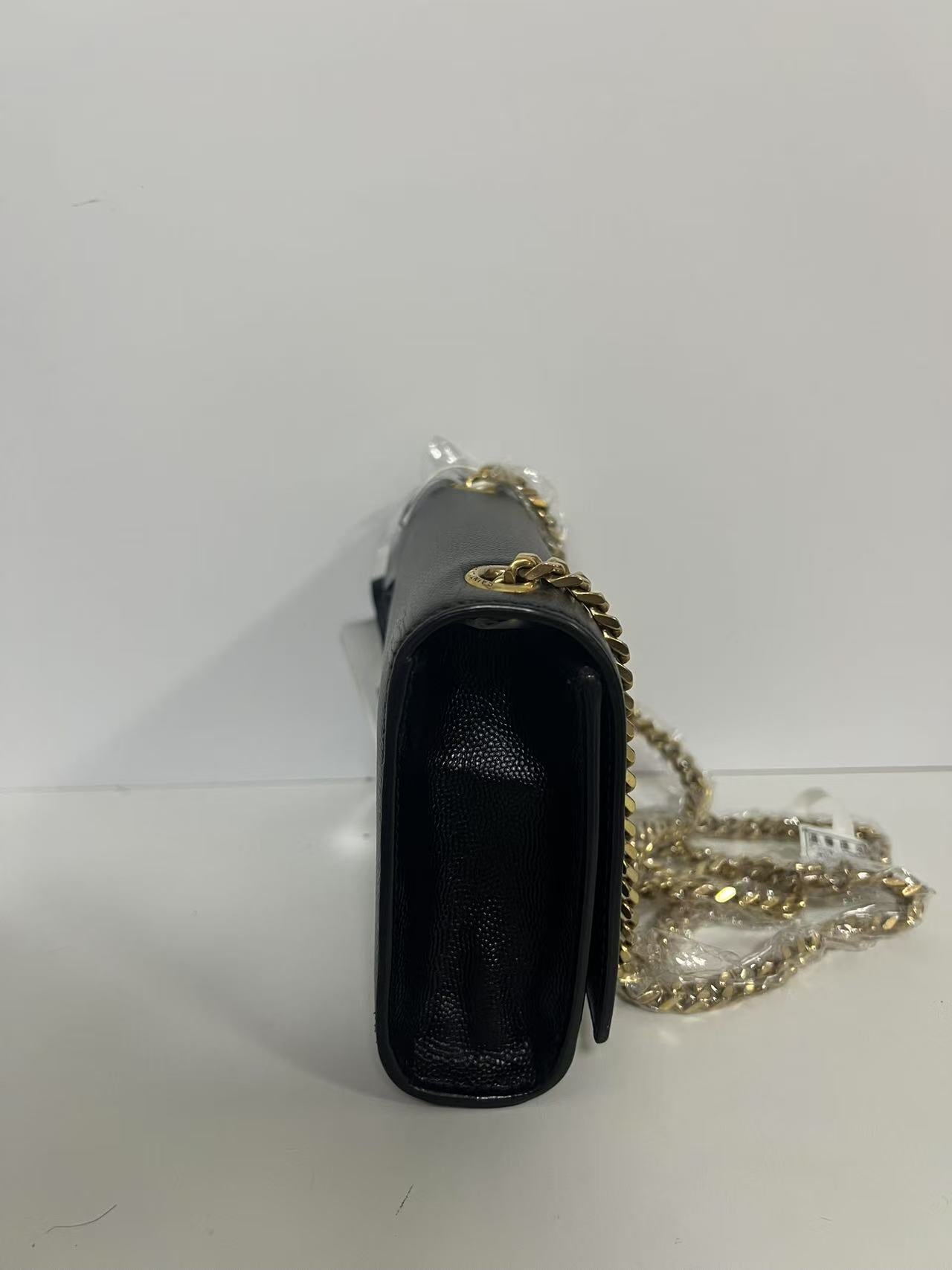 Saint Laurent (YSL) Kate Small Black Grain de Poudre Leather Chain Bag