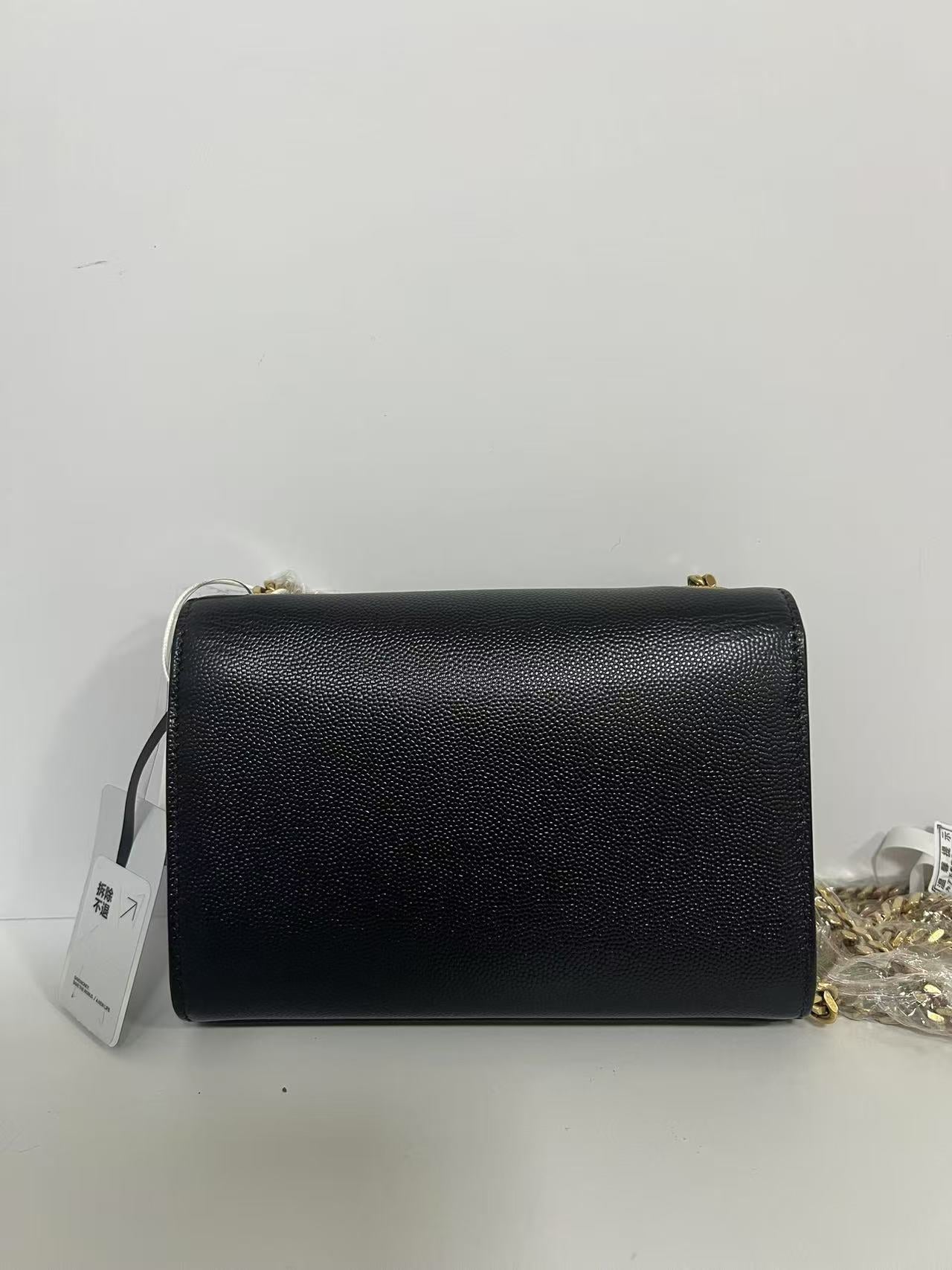 Saint Laurent (YSL) Kate Small Black Grain de Poudre Leather Chain Bag