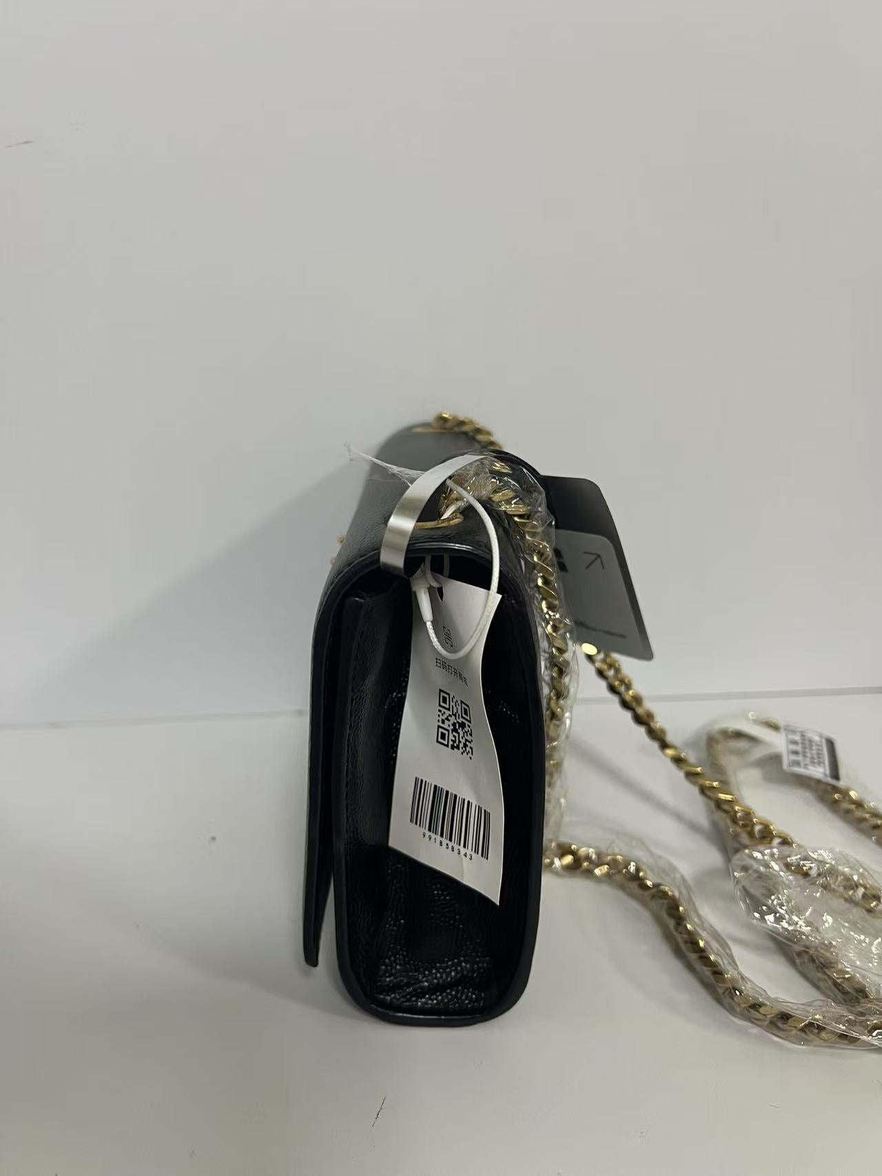 Saint Laurent (YSL) Kate Small Black Grain de Poudre Leather Chain Bag