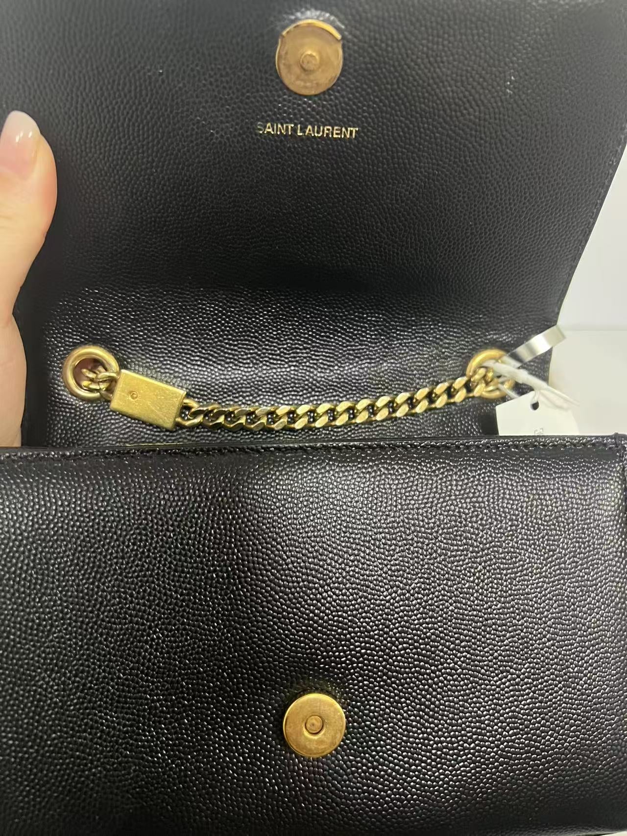 Saint Laurent (YSL) Kate Small Black Grain de Poudre Leather Chain Bag
