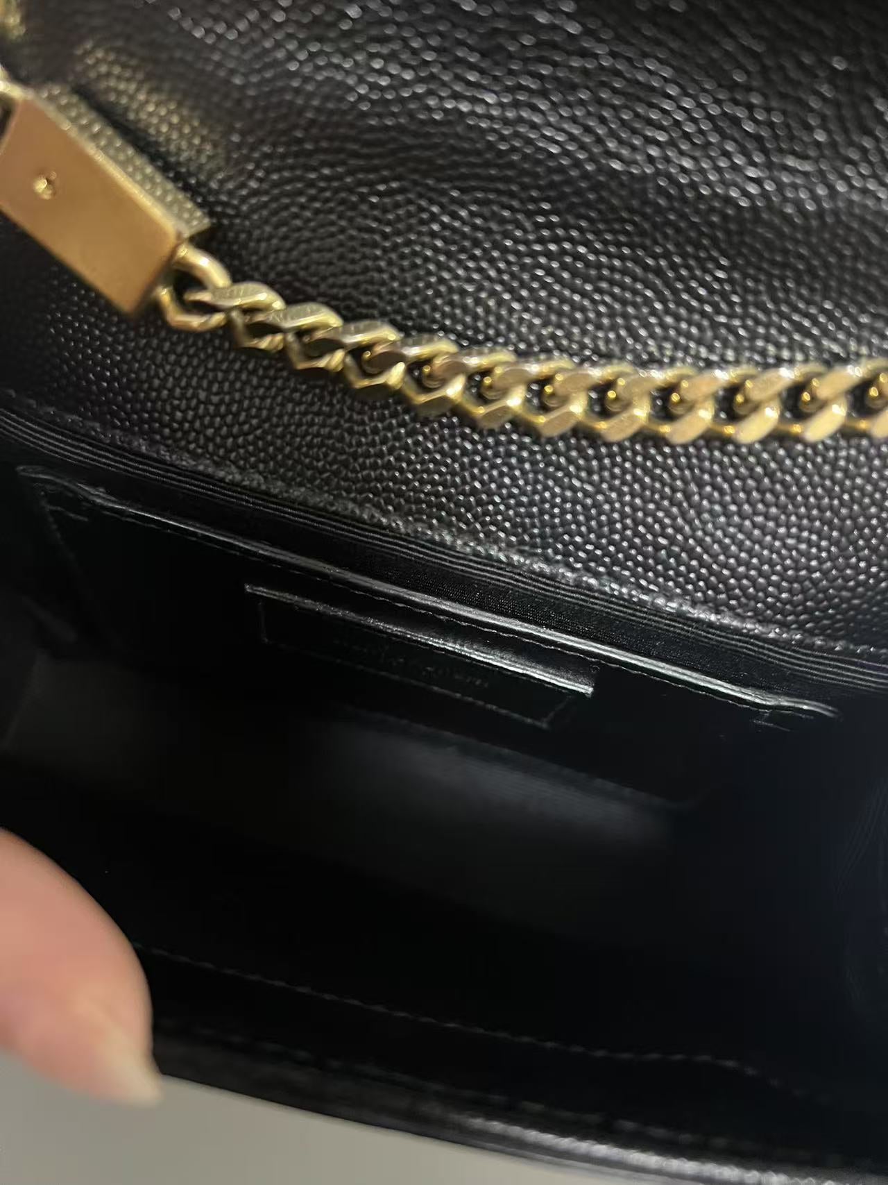 Saint Laurent (YSL) Kate Small Black Grain de Poudre Leather Chain Bag