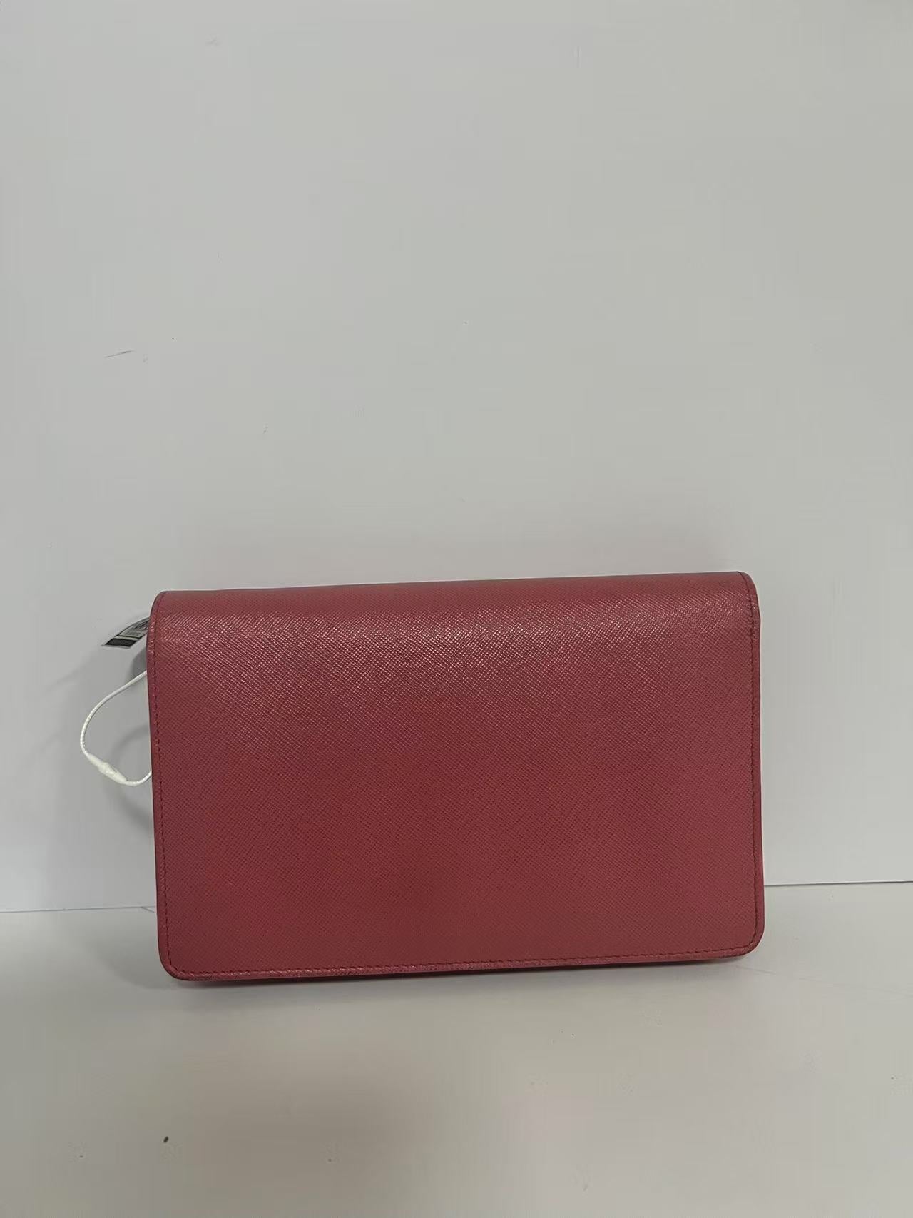 Prada Red Saffiano Leather Wallet on Chain (WOC)
