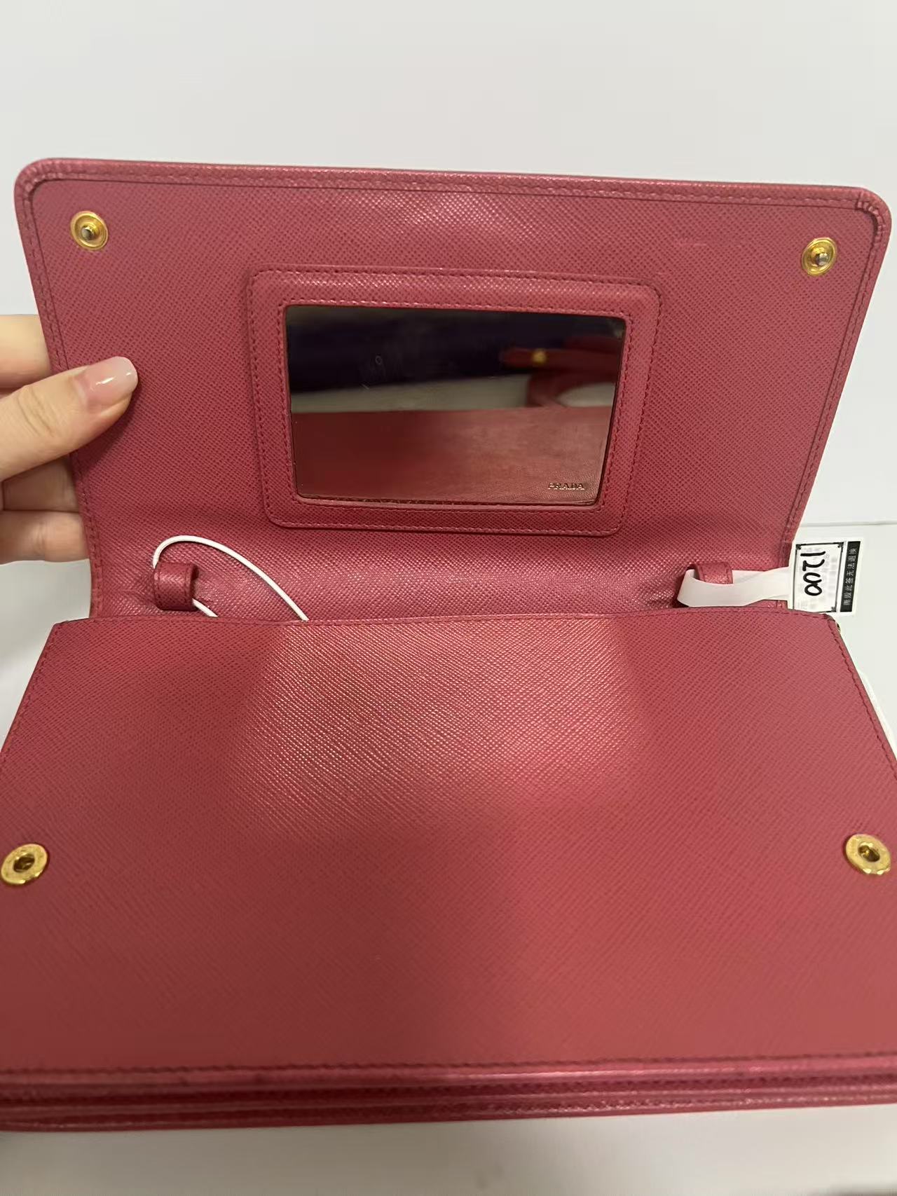 Prada Red Saffiano Leather Wallet on Chain (WOC)