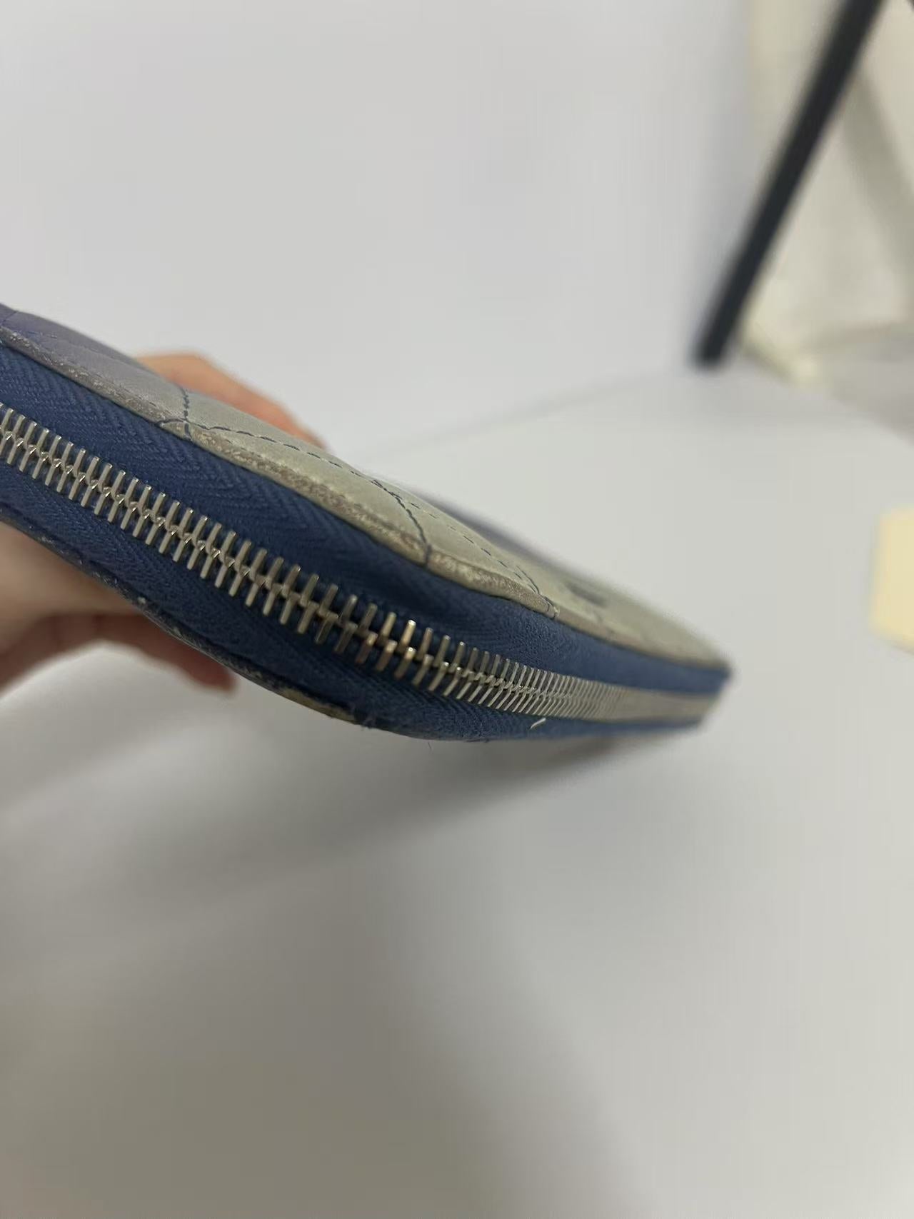 Chanel Gradient Blue & Silver Quilted Leather Zip-Around Wallet