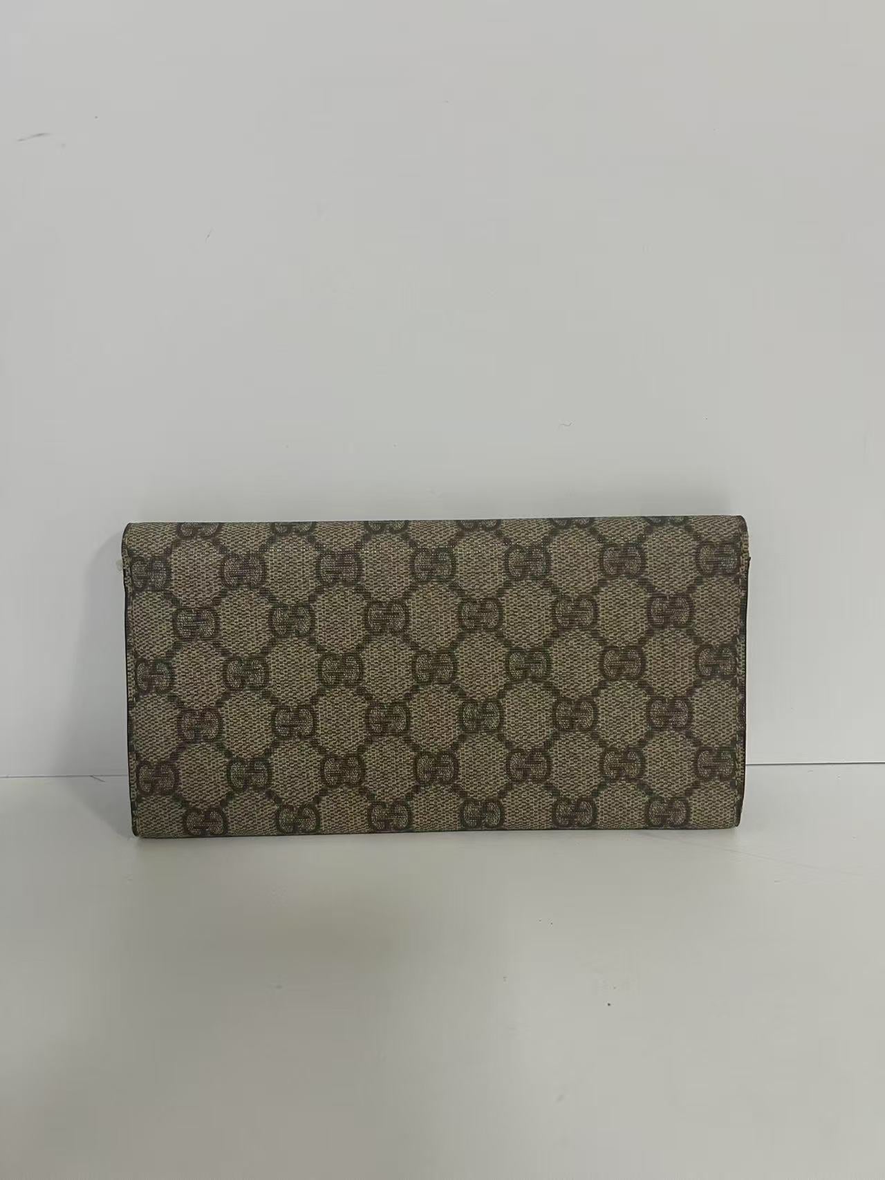Gucci Beige GG Coated Canvas Interlocking G Continental Wallet