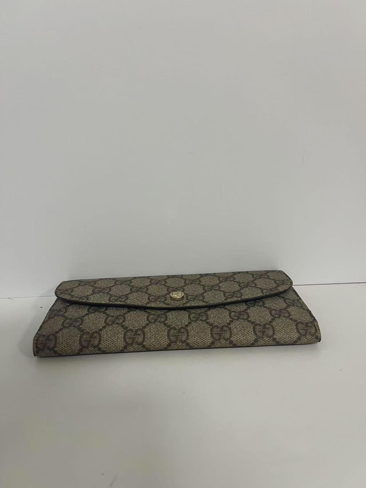 Gucci Beige GG Coated Canvas Interlocking G Continental Wallet