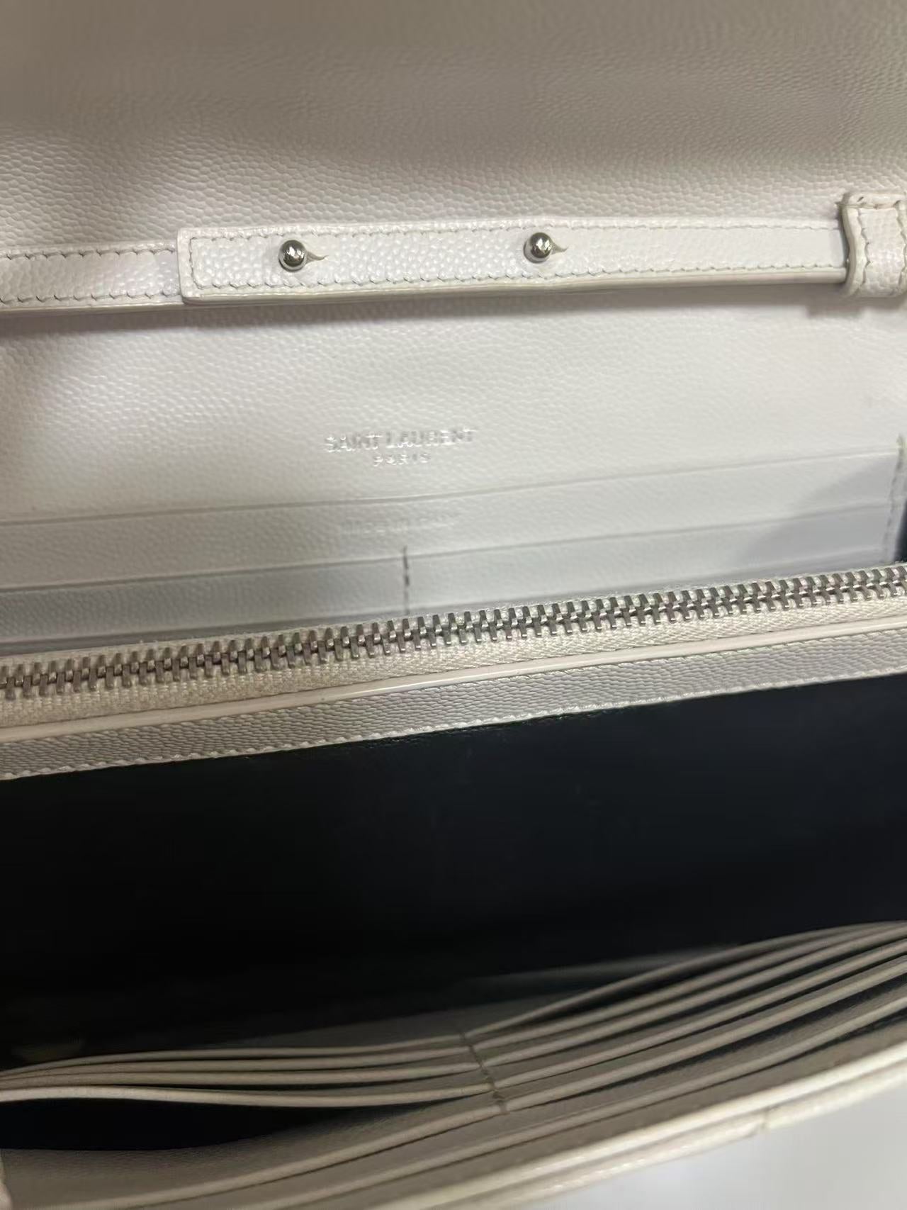 Saint Laurent (YSL) WOC Cream Chevron Quilted Leather Bag