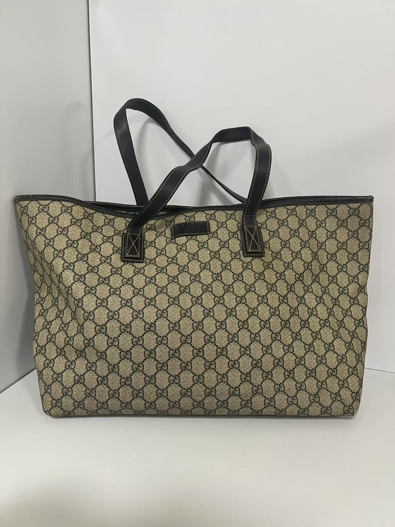 Gucci Beige GG Supreme Canvas Large Tote Bag