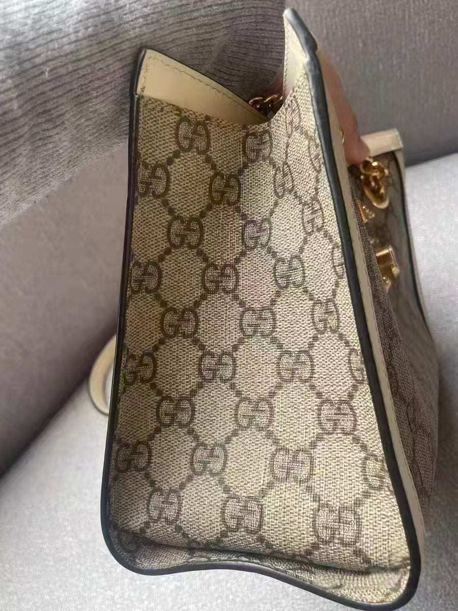 Gucci Padlock GG White Leather Small Shoulder Bag