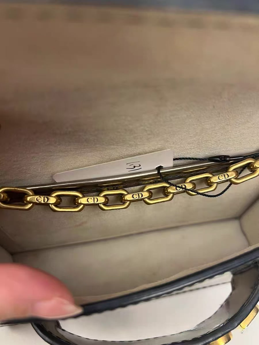 Christian Dior J'Adior Metallic Silver Patent Leather Mini Chain Bag