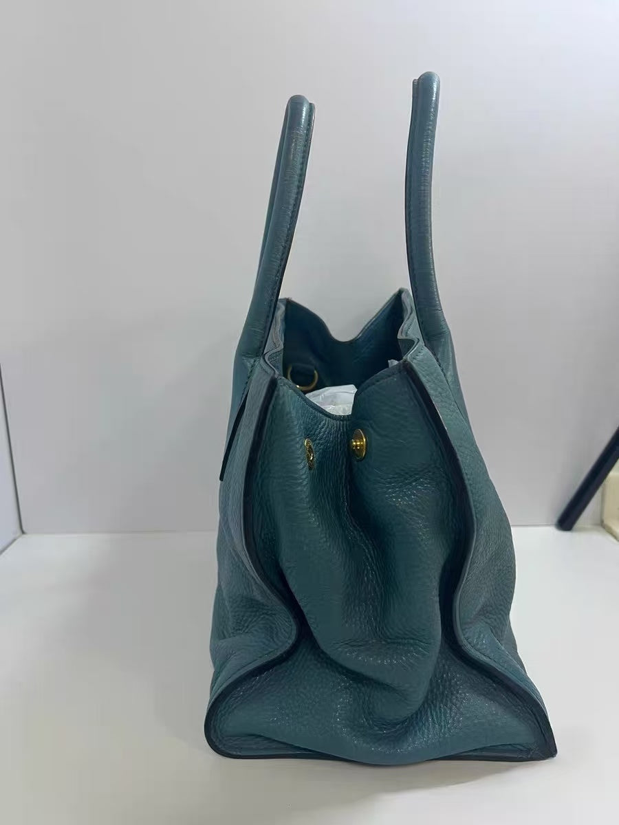 Prada Vitello Daino Green Leather Tote Bag