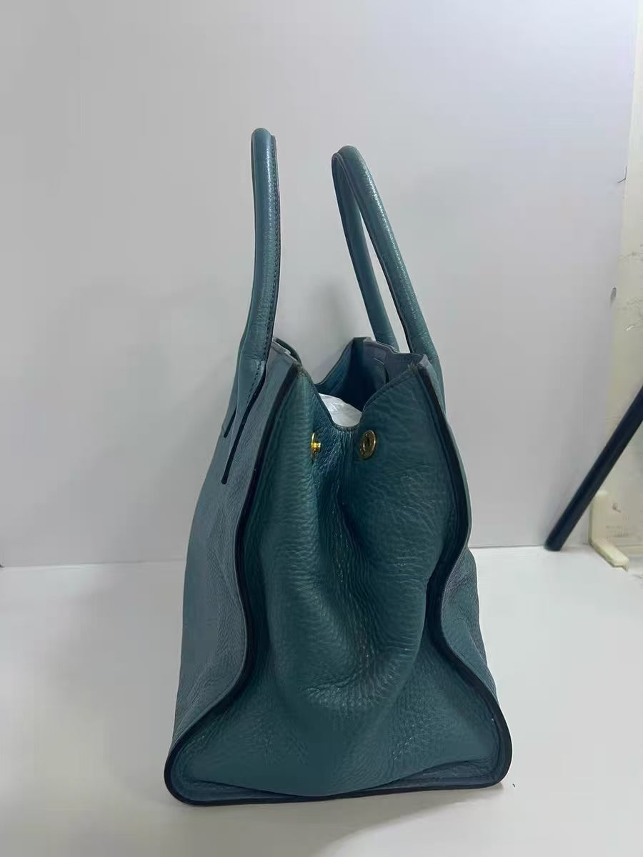 Prada Vitello Daino Green Leather Tote Bag