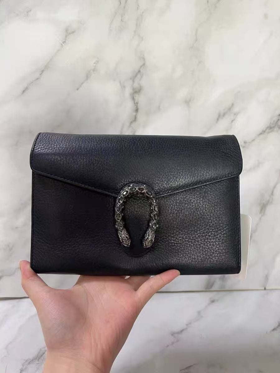 Gucci Dionysus Black Leather Wallet on Chain (WOC)