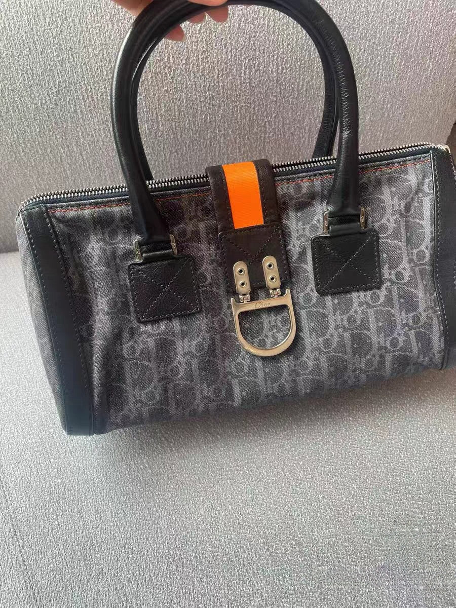 Christian Dior Diorissimo Grey Denim Boston Bag