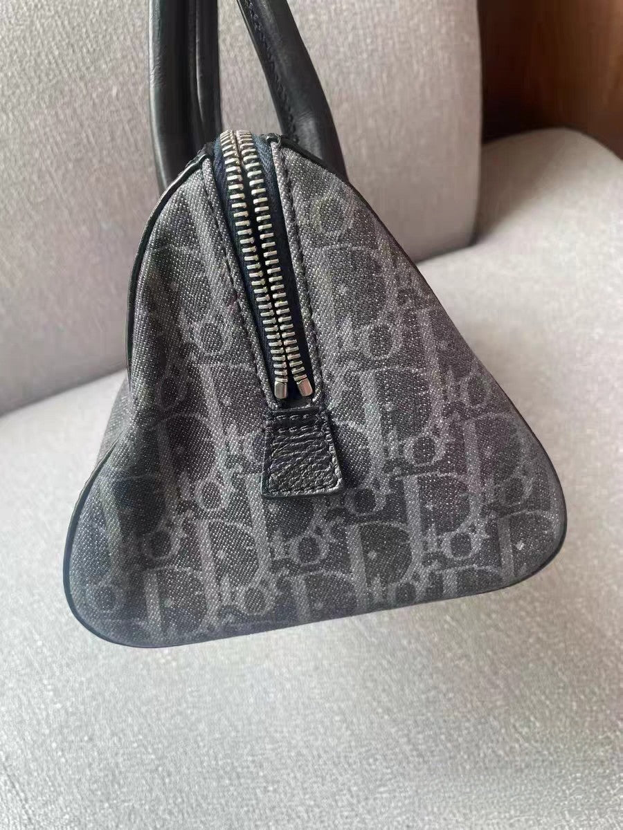 Christian Dior Diorissimo Grey Denim Boston Bag