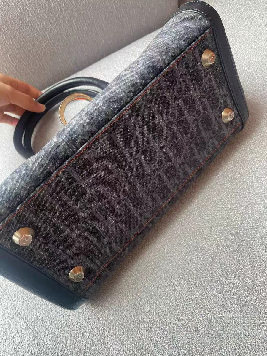 Christian Dior Diorissimo Grey Denim Boston Bag