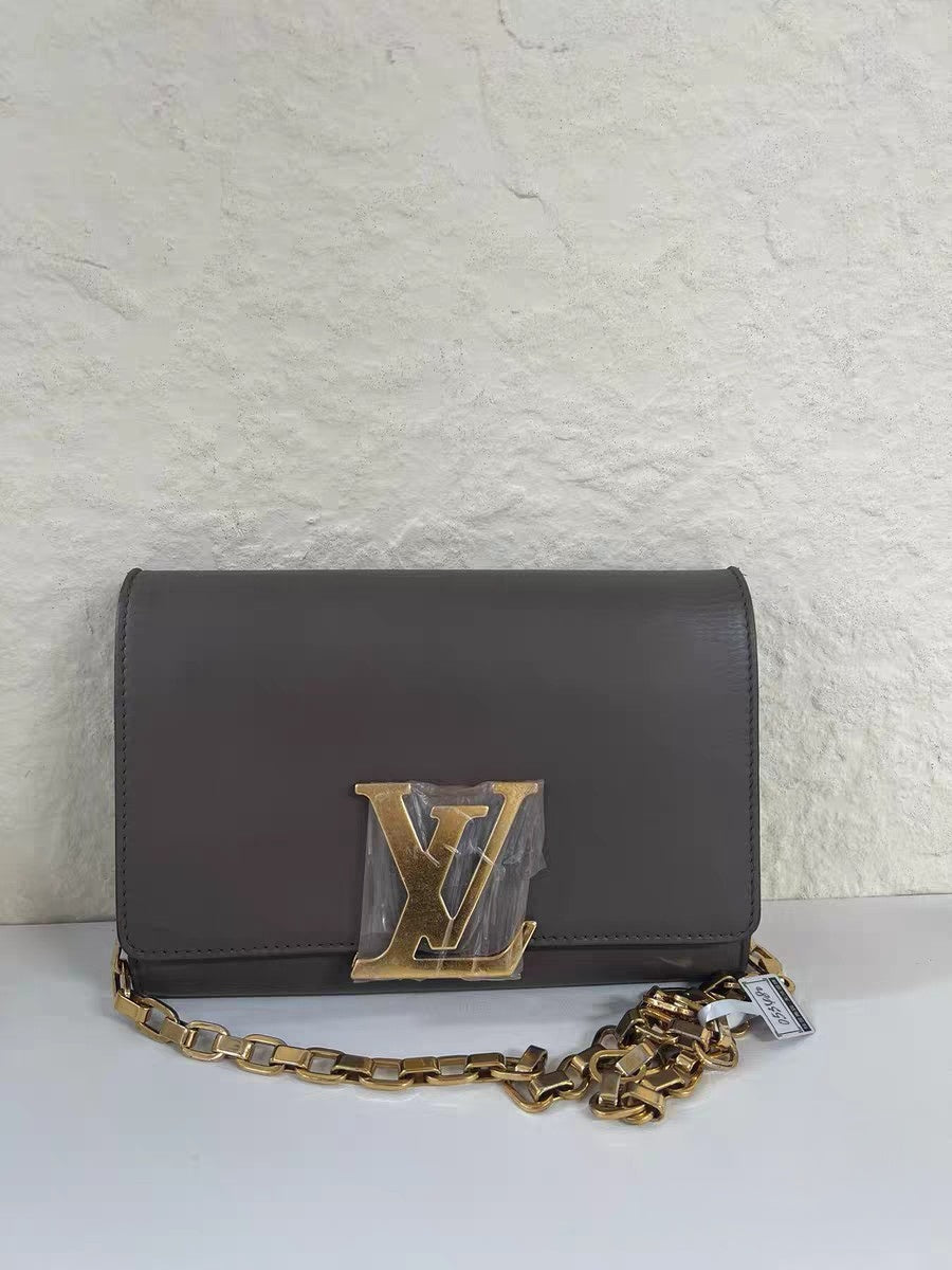 Louis Vuitton Louise GM Grey Leather Chain Bag