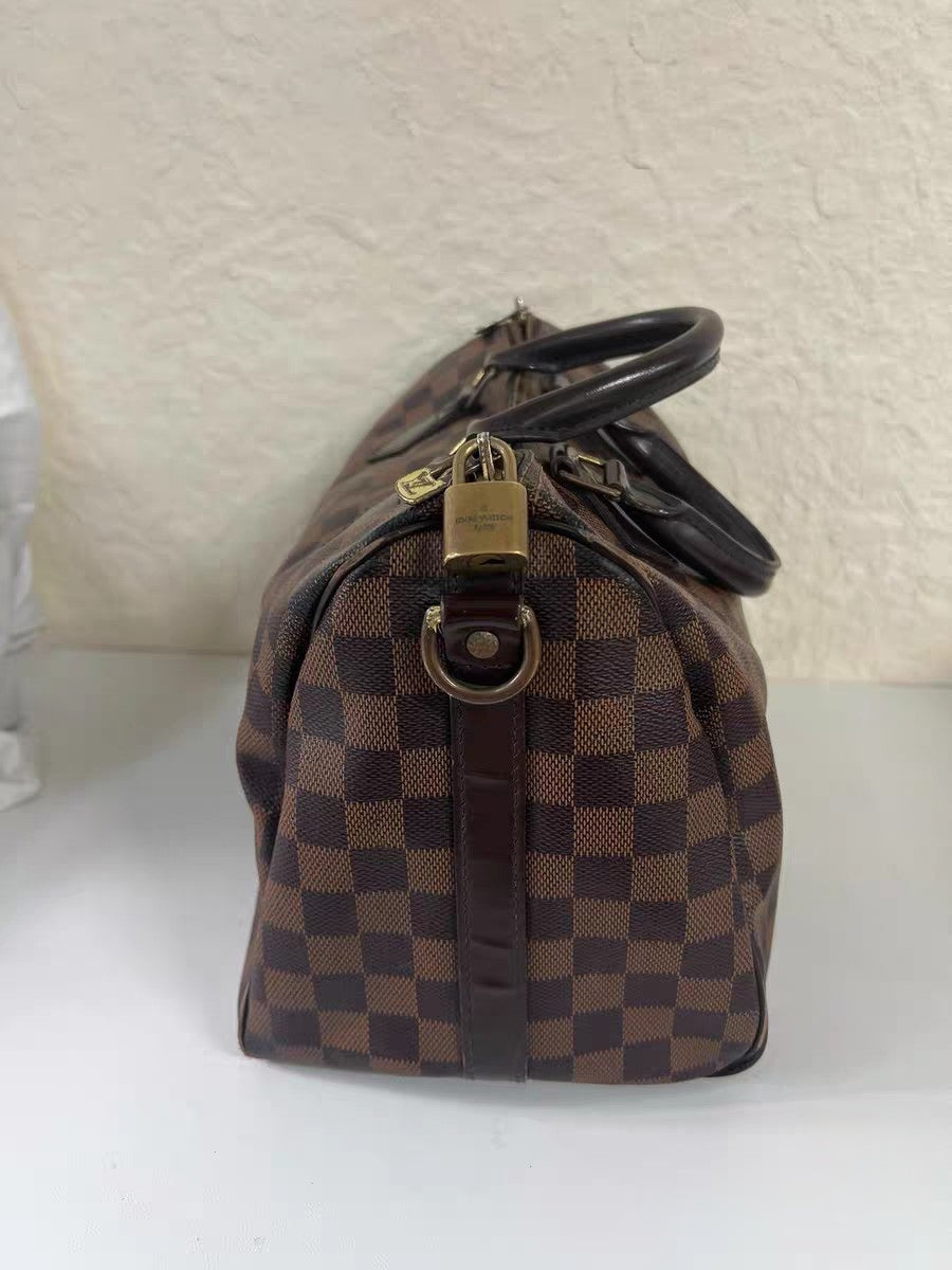 Louis Vuitton Speedy 30 Bandouliere Damier Ebene Canvas Satchel Bag
