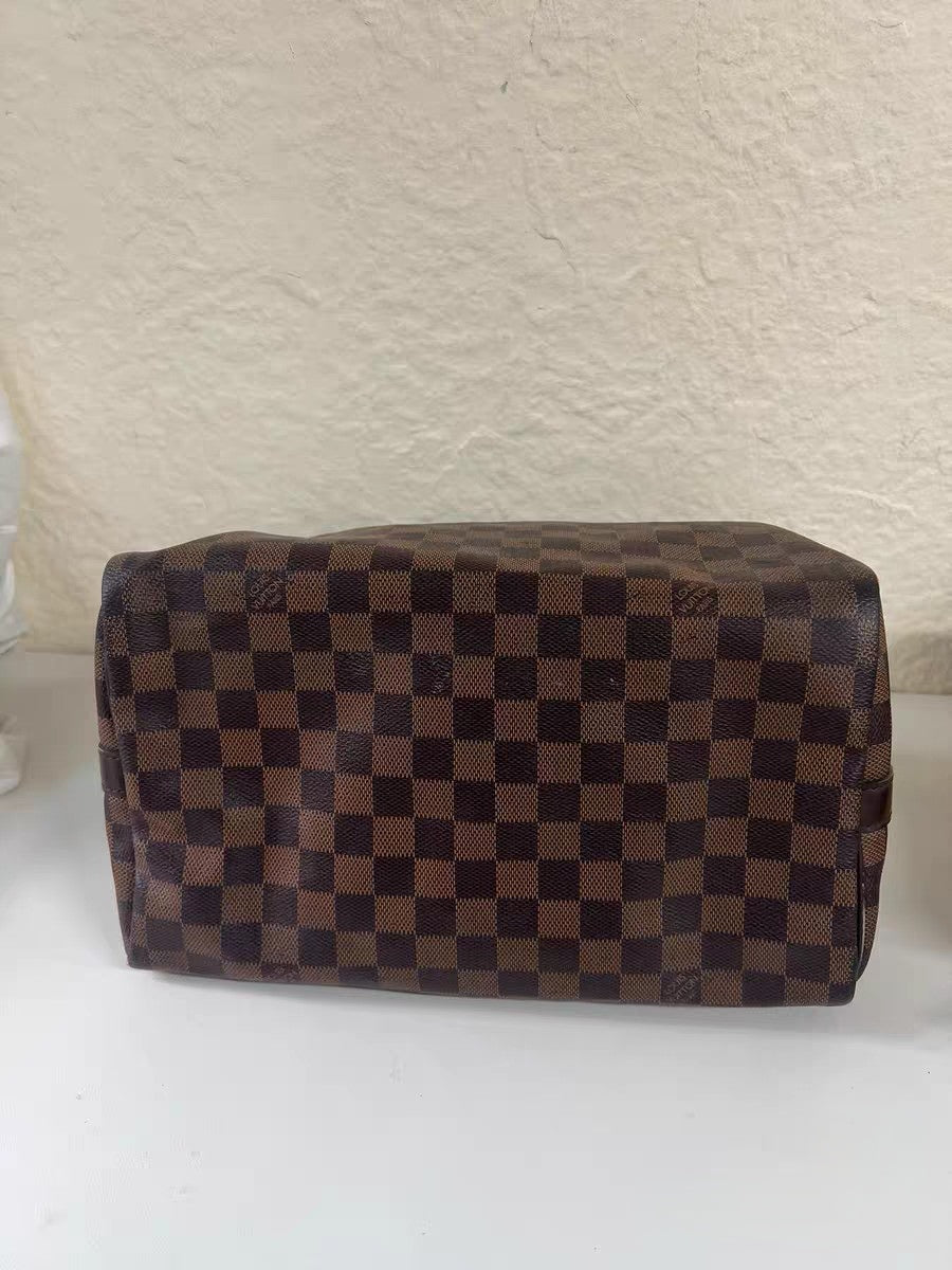 Louis Vuitton Speedy 30 Bandouliere Damier Ebene Canvas Satchel Bag