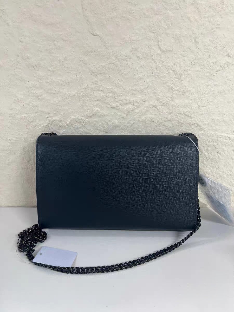 Saint Laurent Kate Medium Dark Green Grain de Poudre Leather Chain Bag