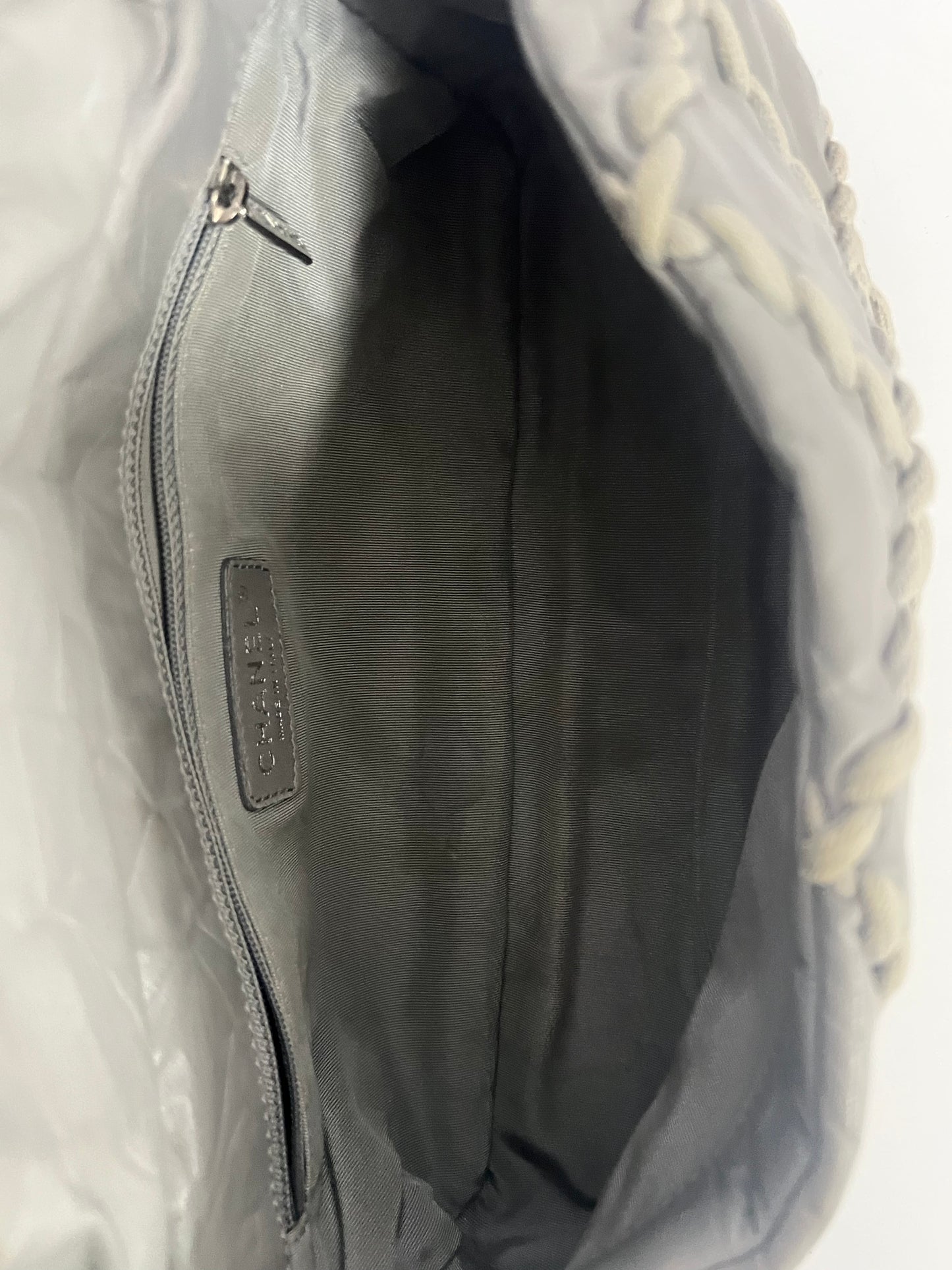 Chanel Gray Leather On-Stitch Medium Flap Bag
