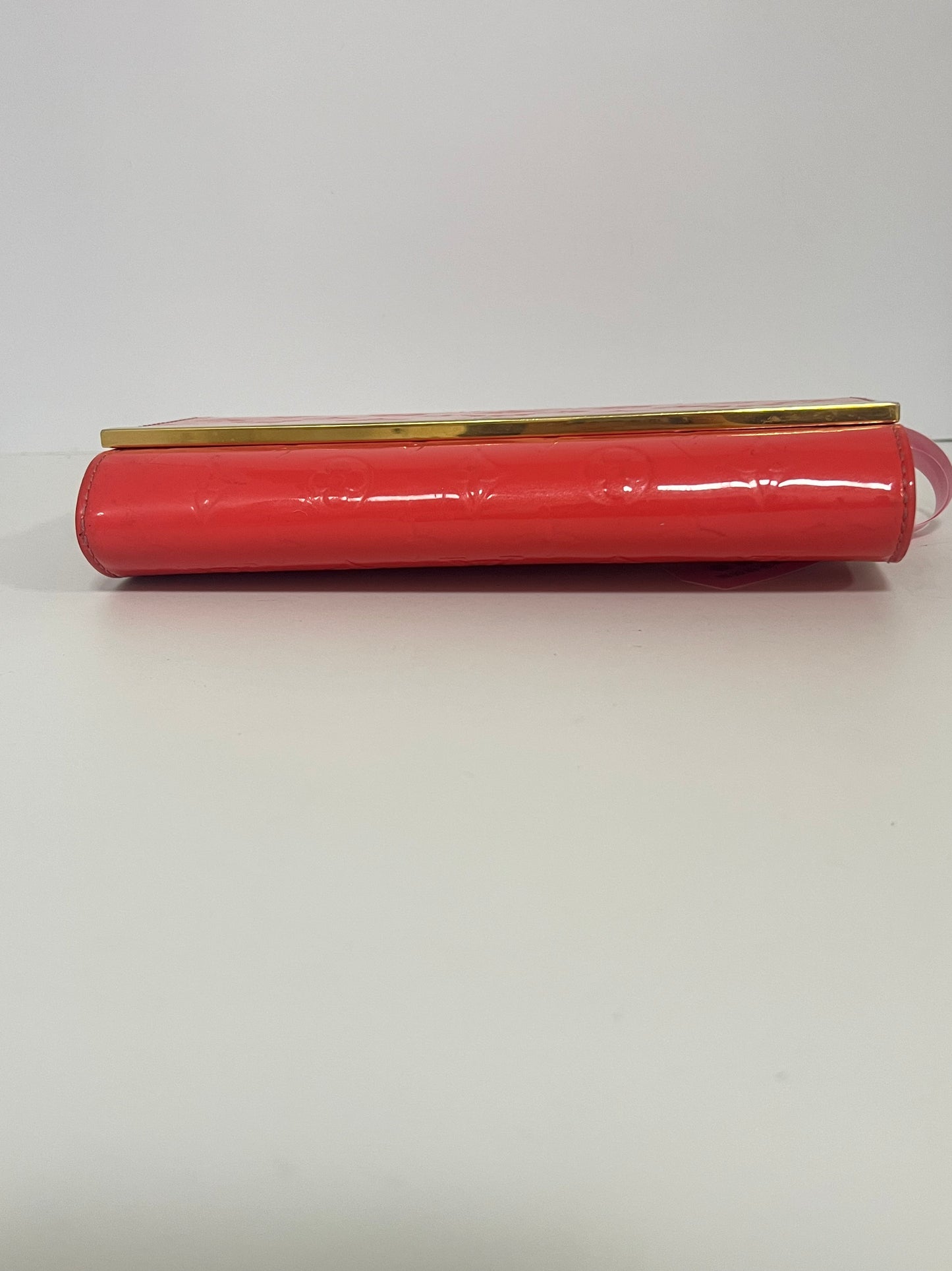 Louis Vuitton Coral Red Monogram Vernis Patent Leather Chain Wallet