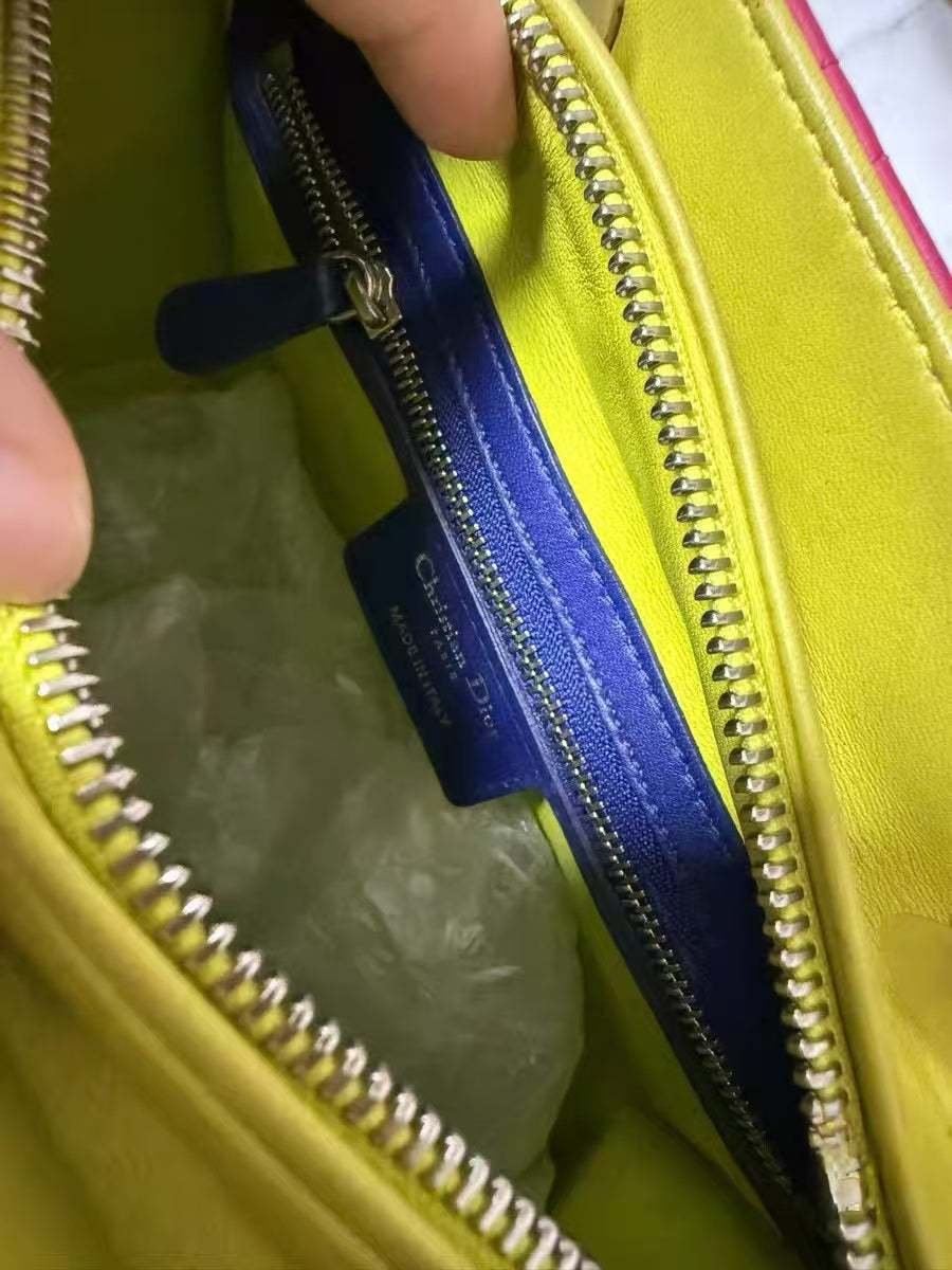 Christian Dior Lady Dior Medium Multicolor Cannage Quilted Leather Tote Bag