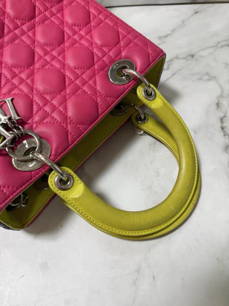 Christian Dior Lady Dior Medium Multicolor Cannage Quilted Leather Tote Bag