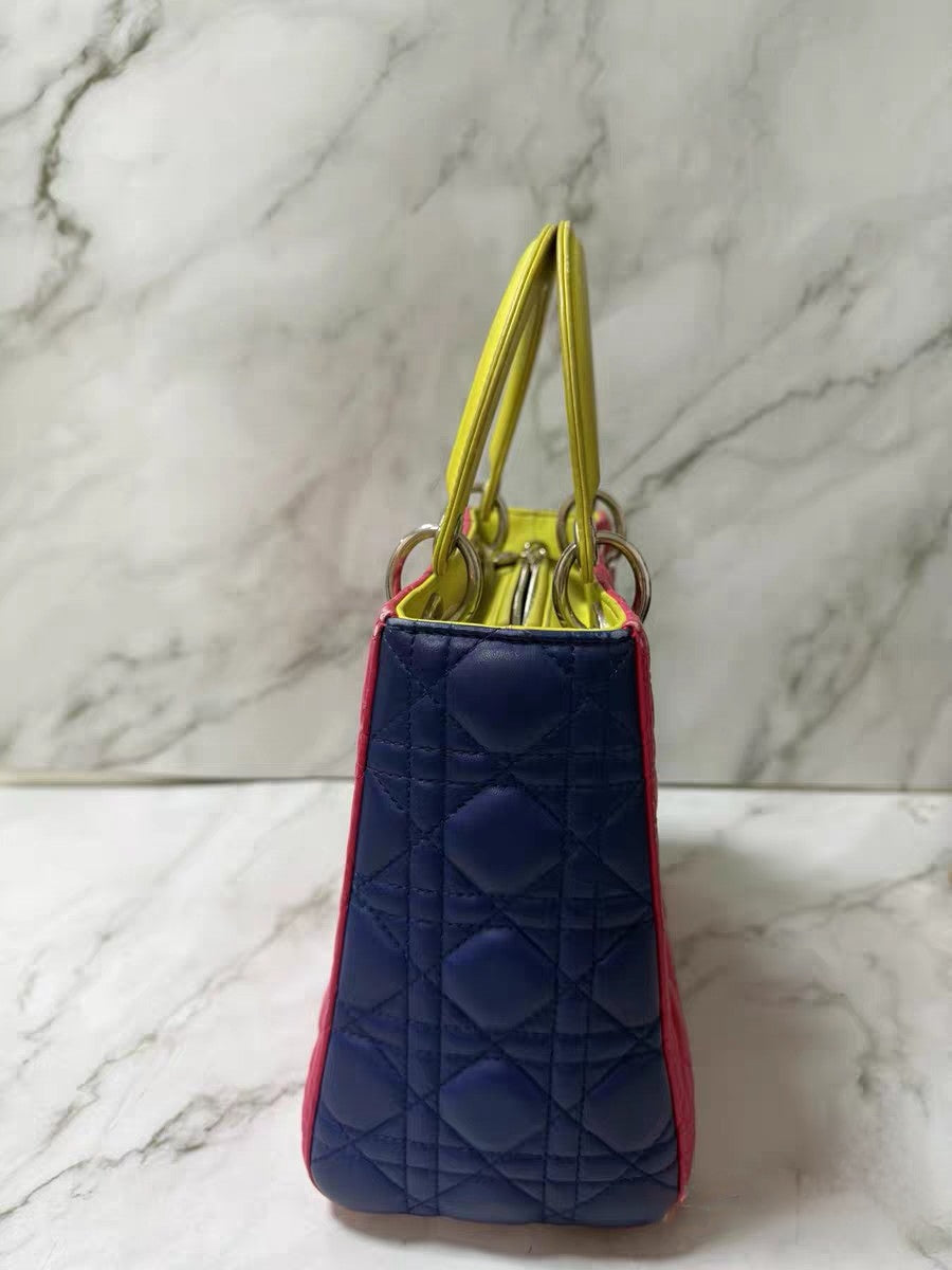 Christian Dior Lady Dior Medium Multicolor Cannage Quilted Leather Tote Bag