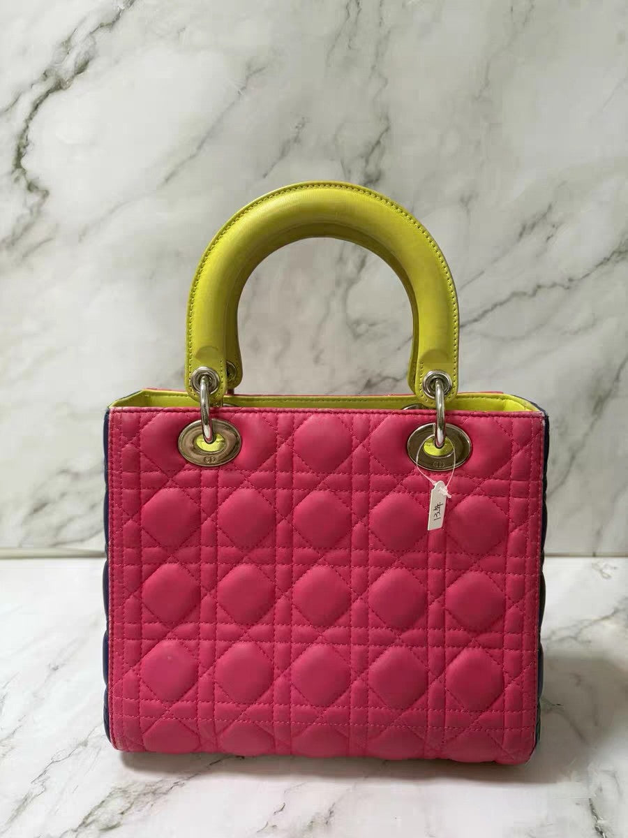 Christian Dior Lady Dior Medium Multicolor Cannage Quilted Leather Tote Bag