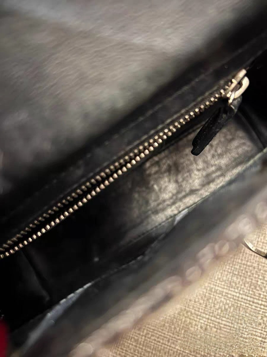 Christian Dior Lady Dior Mini Black & Silver Tweed Fabric Tote Bag