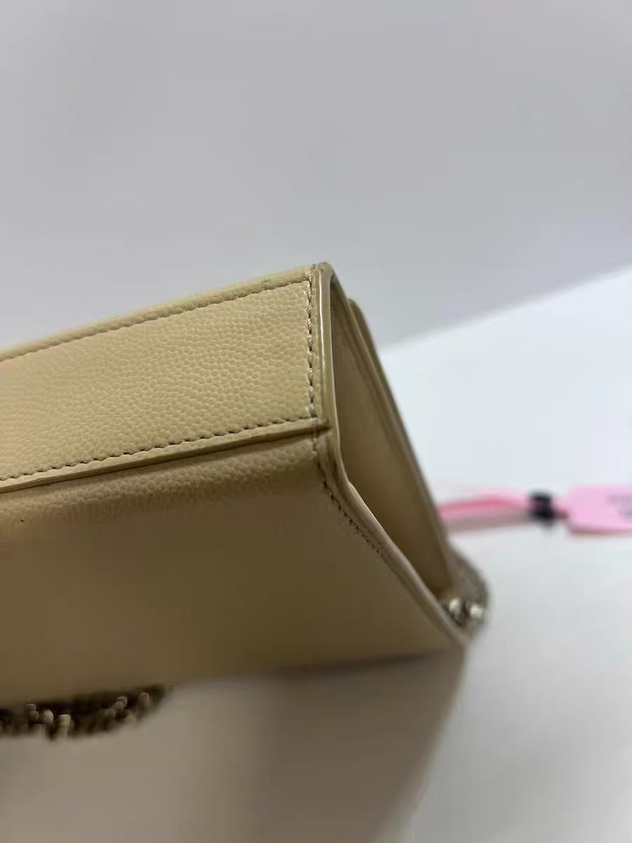 Saint Laurent Kate Medium Beige Grain de Poudre Leather Chain Bag