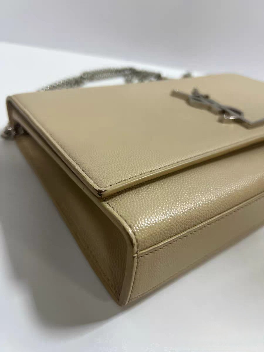 Saint Laurent Kate Medium Beige Grain de Poudre Leather Chain Bag
