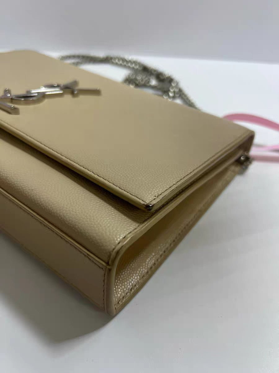 Saint Laurent Kate Medium Beige Grain de Poudre Leather Chain Bag