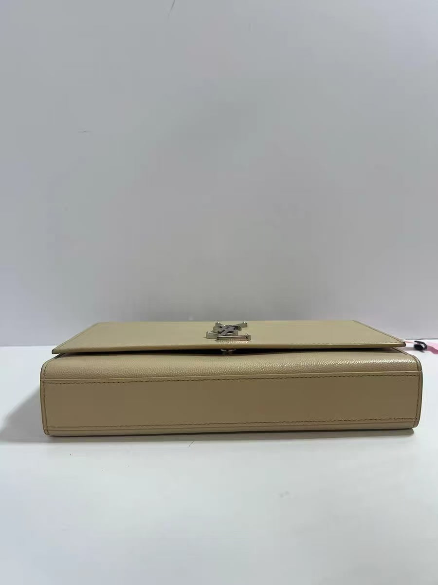 Saint Laurent Kate Medium Beige Grain de Poudre Leather Chain Bag