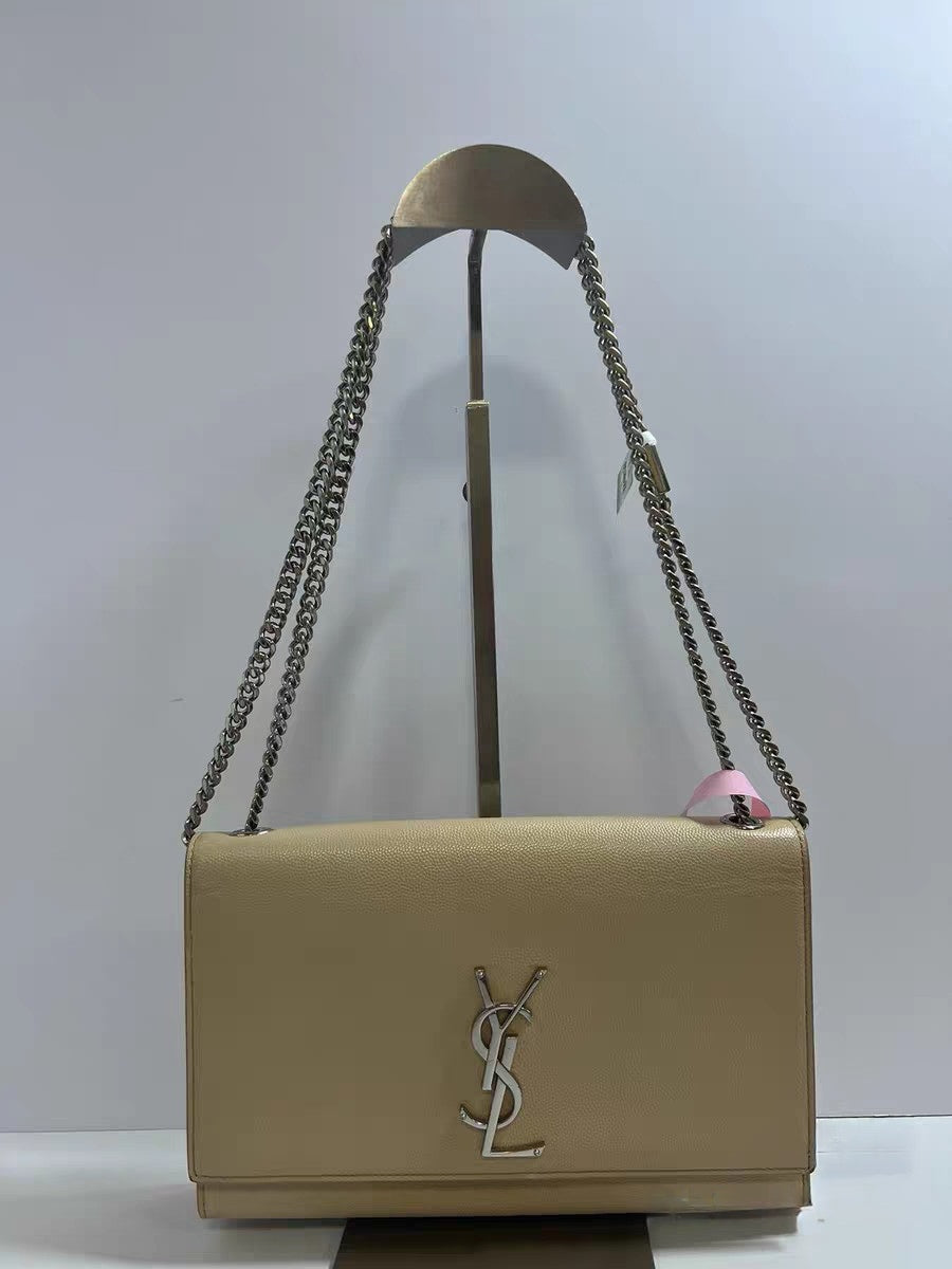 Saint Laurent Kate Medium Beige Grain de Poudre Leather Chain Bag