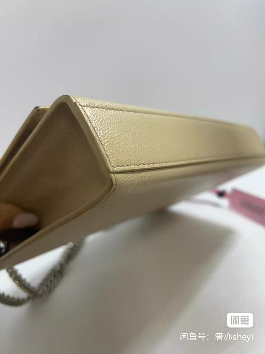 Saint Laurent Kate Medium Beige Grain de Poudre Leather Chain Bag