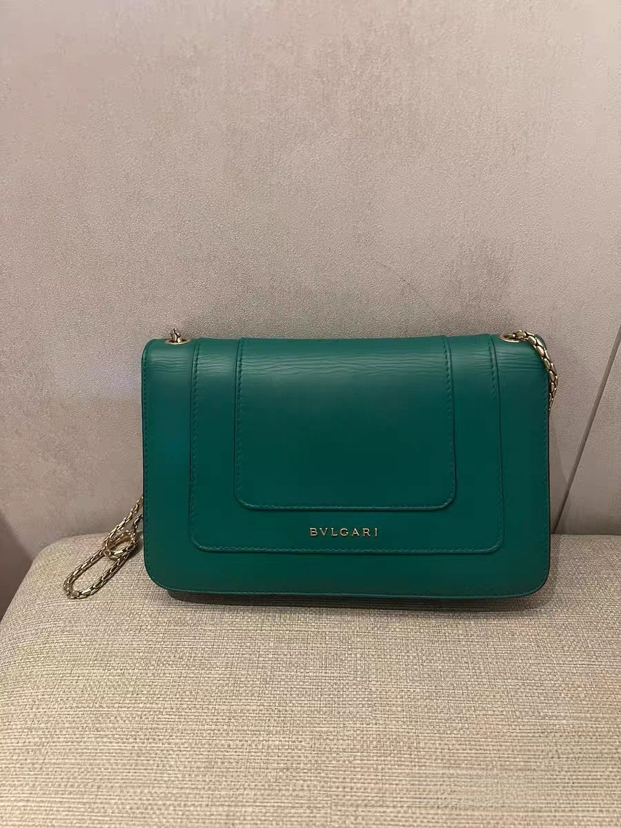 Bvlgari Serpenti Forever Emerald Green Leather Shoulder Bag
