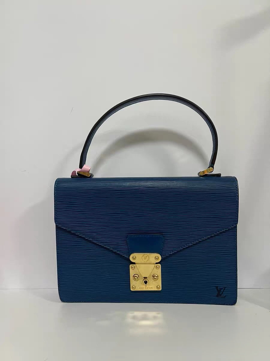 Louis Vuitton Concorde Blue Epi Leather Top Handle Bag